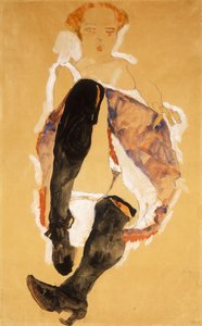 Sitzende Frau mit schwarzen Strümpfen, 1911