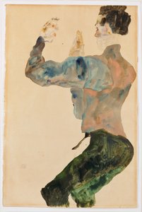 Selbstbildnis mit erhobenen Armen, Rueckenansicht von Egon Schiele