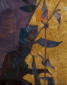 Stilisierte Blume vor dekorativem Hintergrund von Egon Schiele