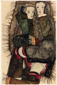 Zwei Mädchen auf einer Fransendecke, 1911