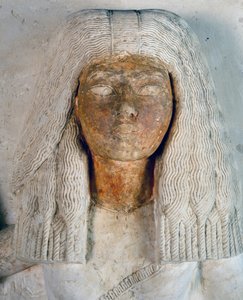 Gesicht von Aniuia, Frau des Schreibers Meryneith (Detail) von Egyptian 18th Dynasty