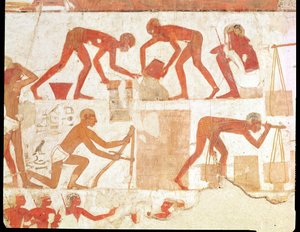 Bau einer Mauer, aus dem Grab von Rekhmire, Wesir von Tuthmosis III und Amenhotep II, Neues Reich