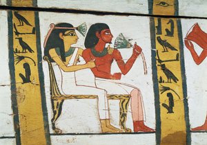 Detail der Dekoration eines Sarkophags der Dame von Madja, Neues Reich, ca. 1450 v. Chr. von Egyptian 18th Dynasty