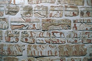 Ägypten, Theben, Luxor, Tempel von Karnak, Talatat-Mauer aus dem Tempel von Amenhotep IV. von Egyptian 18th Dynasty