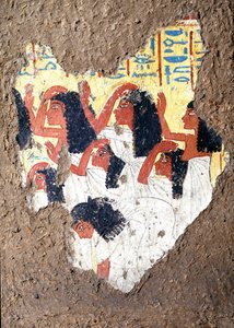Ägyptische Antike: Fresko aus dem Grab des Malers Maia, eine Gruppe von Trauernden. 18. Dynastie. Aus der Kapelle von Maia, Deir el-Medineh (el Medineh), Neues Reich Dim. 67 cm Turin, Ägyptisches Museum von Egyptian 18th Dynasty