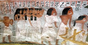 Ägyptische Antiquitäten: Prozession der Trauernden. Gemälde aus dem Grab von Roy von Egyptian 18th Dynasty