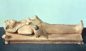 Bild des Königs auf seinem Totenbett, aus dem Grab von Tutanchamun (ca. 1370-52 v. Chr.) Neues Reich