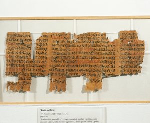 Medizinisches Rezept auf Papyrus geschrieben von Egyptian 18th Dynasty