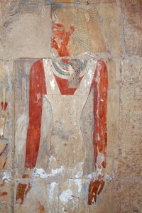 Bemaltes Relief, Totentempel von Hatschepsut, Deir el-Bahri, Thebanische Nekropole (UNESCO-Welterbeliste) von Egyptian 18th Dynasty