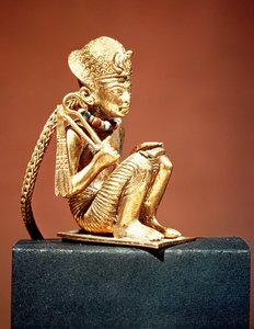Anhänger, der Amenophis III. (1403-1365 v. Chr.) darstellt, aus dem Grab von Tutanchamun, Neues Reich (Gold)