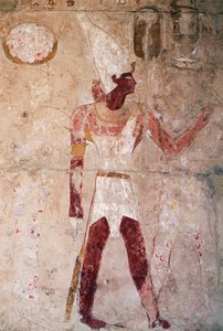 Relief, das Thutmosis III. mit der Krone Unterägyptens zeigt, Totentempel der Königin Hatschepsut, Deir el-Bahari, Thebanische Nekropole von Egyptian 18th Dynasty