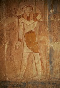 Relief mit Horus, Totentempel von Hatschepsut, Deir el-Bahari, Thebanische Nekropole (UNESCO-Welterbeliste) von Egyptian 18th Dynasty