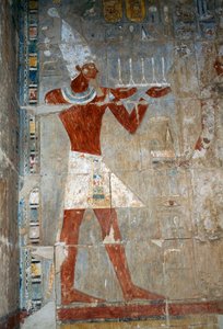 Szene mit Königin, die ein Opfer darbringt, Südostraum, Ostwand, Oberer Hof, Totentempel von Hatschepsut, Deir el-Bahari, Thebanische Nekropole (UNESCO-Welterbeliste) von Egyptian 18th Dynasty