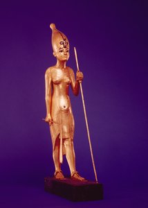 Statuette des Königs, aus dem Grab von Tutanchamun (ca. 1370-1352 v. Chr.) Neues Reich (vergoldetes Holz)