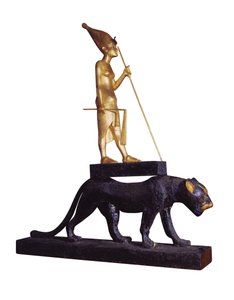 Statuette des Königs auf einem Leoparden. aus dem Grab von Tutanchamun (um 1370-1352 v. Chr.) Neues Reich