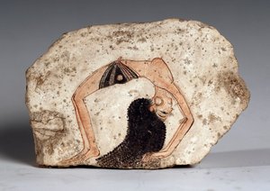 Eine Akrobatentänzerin, Ostrakon. Kalkstein, ca. 1295-1186 v. Chr. von Egyptian 19th Dynasty