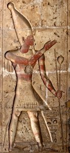 Kunst des alten Ägypten: Flachrelief auf einer Säule des Tempels von Sethos I. (Sety oder Seti I) von Egyptian 19th Dynasty
