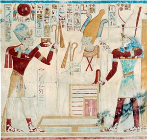 Kunst Ägypten: Sethos bietet Osiris Ornamente an von Egyptian 19th Dynasty