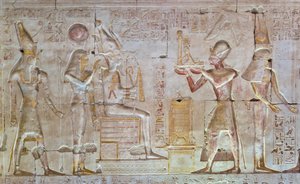 Farbiges Relief, Tempel von Seti I, Abydos, Ägypten von Egyptian 19th Dynasty