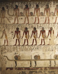 Ägypten, Luxor, Tal der Könige, Grab von Sethos I., Relief von bemalten Szenen aus dem Buch der Tore von Egyptian 19th Dynasty