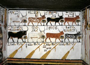Ägypten, Theben, Luxor, Tal der Königinnen, Grab von Nefertari, Anhang zur Vorkammer, Wandmalereien, Illustriertes Totenbuch, Kapitel 89 von Egyptian 19th Dynasty