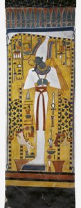 Ägypten, Theben, Luxor, Tal der Königinnen, Grab von Nefertari, Wandmalerei von Osiris in der Grabkammer aus der 19. Dynastie