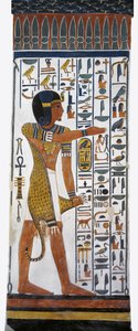 Ägypten, Theben, Luxor, Tal der Königinnen, Grab von Nefertari, Wandmalerei des Gottes Horus in der Grabkammer aus der 19. Dynastie von Egyptian 19th Dynasty