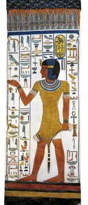 Ägypten, Theben, Luxor, Tal der Königinnen, Grab von Nefertari, Wandmalerei auf einer Säule in der Grabkammer aus der 19. Dynastie von Egyptian 19th Dynasty