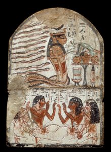 Ägyptische Antike: Stele des Bildhauers Ken, Handwerker in Deir el Medineh. Epoche Ramses II (1290-1224 v. Chr.)