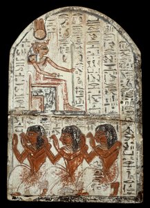 Ägyptische Antiquität: Stele des Bildhauers Ken, Handwerker in Deir el Medineh: Darstellung der Göttin Renenoutet (Nahrungsschlange). Epoche Ramses II (1290-1224 v. Chr.)