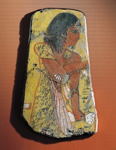 Fragment einer Malerei auf Zitronenholz, die einen Priester während einer Beerdigungszeremonie darstellt, aus Ägypten, Deir el-Medina von Egyptian 19th Dynasty