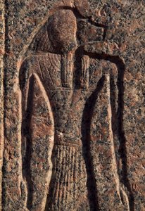 Inschrift und Relief von Anubis und einem anderen Gott, Amenhoteps Sarkophag, Memphis (Unesco-Welterbeliste) von Egyptian 19th Dynasty