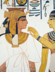 Nefertari trifft die Göttin Isis, Fresko, Nordfassade der vierten Säule, Grabkammer, Grab von Nefertari (QV66), Tal der Königinnen, Theben
