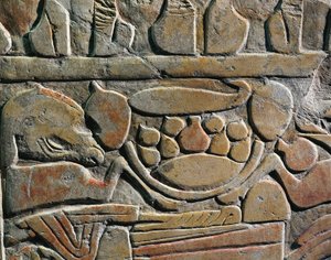 Relief, das Speiseopfer für die Götter darstellt, aus Abydos von Egyptian 19th Dynasty