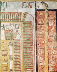 Relief, das den Weg zeigt, den die Toten ins Jenseits überqueren müssen, aus dem Grab von Sethos I. (ca. 1294-1279 v. Chr.) Neues Reich