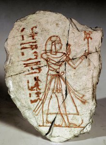 Ägyptische Antiquität: Ostrakon, das eine Prinzessin der Ramessidenzeit darstellt (19.-20. Dynastie). 1100 v. Chr. Turin, Ägyptisches Museum von Egyptian 20th Dynasty