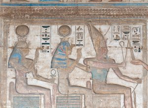 Gemaltes Reliefbild an der Wand von Egyptian 20th Dynasty