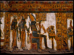 Ägyptische Antike: Die Gottheiten Isis und Nephthys verehren Osiris von Egyptian 21st Dynasty