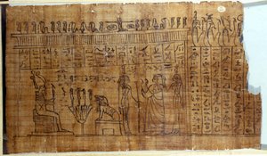 Das Totenbuch: Ägyptische Hieroglyphen auf einem Papyrus der 22. Dynastie. 9. Jahrhundert v. Chr. Turin, Ägyptisches Museum
