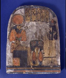 Votivdenkmal von Tentesamun, Die Sängerin des Amun, aus Theben, Dritte Zwischenzeit (bemaltes Holz) von Egyptian 22nd Dynasty