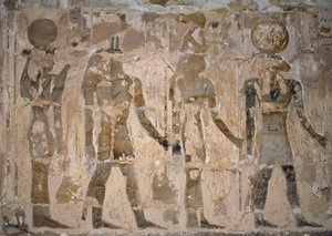 Wandmalereien, Tempel von Ain El Meftla, Bahariya-Oase, Gizeh, Ägypten, 26. Dynastie (663-525 v. Chr.) von Egyptian 26th Dynasty