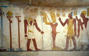 Wandmalereien aus dem Grab von Pa Nentwy, Bahariya-Oase, Gizeh, Ägypten, 26. Dynastie, 663-525 v. Chr. von Egyptian 26th Dynasty
