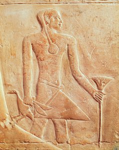 Diener und Vogel, Relief von Egyptian 5th Dynasty