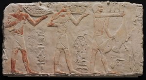 Relief von drei Opferträgern, aus Saqqara, ca. 2311-2281 v. Chr.