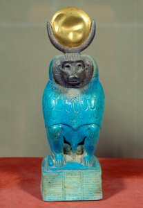 Altägyptische Kunst: Statuette des Gottes Thot als Pavian. Ptolemäische Zeit (332-30 v. Chr.)