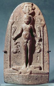 Cippus, der Horus als Kind auf Krokodilen stehend darstellt