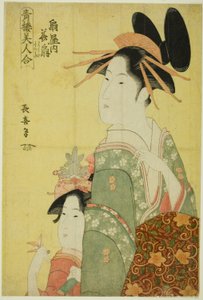 Hanaogi von der Ogiya, aus der Serie "Schönheiten der Vergnügungsviertel (Seiro bijin awase)" von Eishōsai Chōki