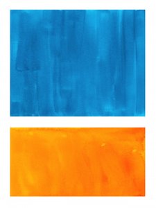 Blau-orangefarbener Farbblock von Ejaaz Haniff
