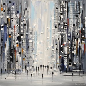 Stadtfluss abstrakt von Ekaterina Ermilkina