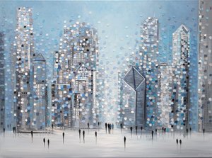Gepunktete Stadtlandschaft Blau